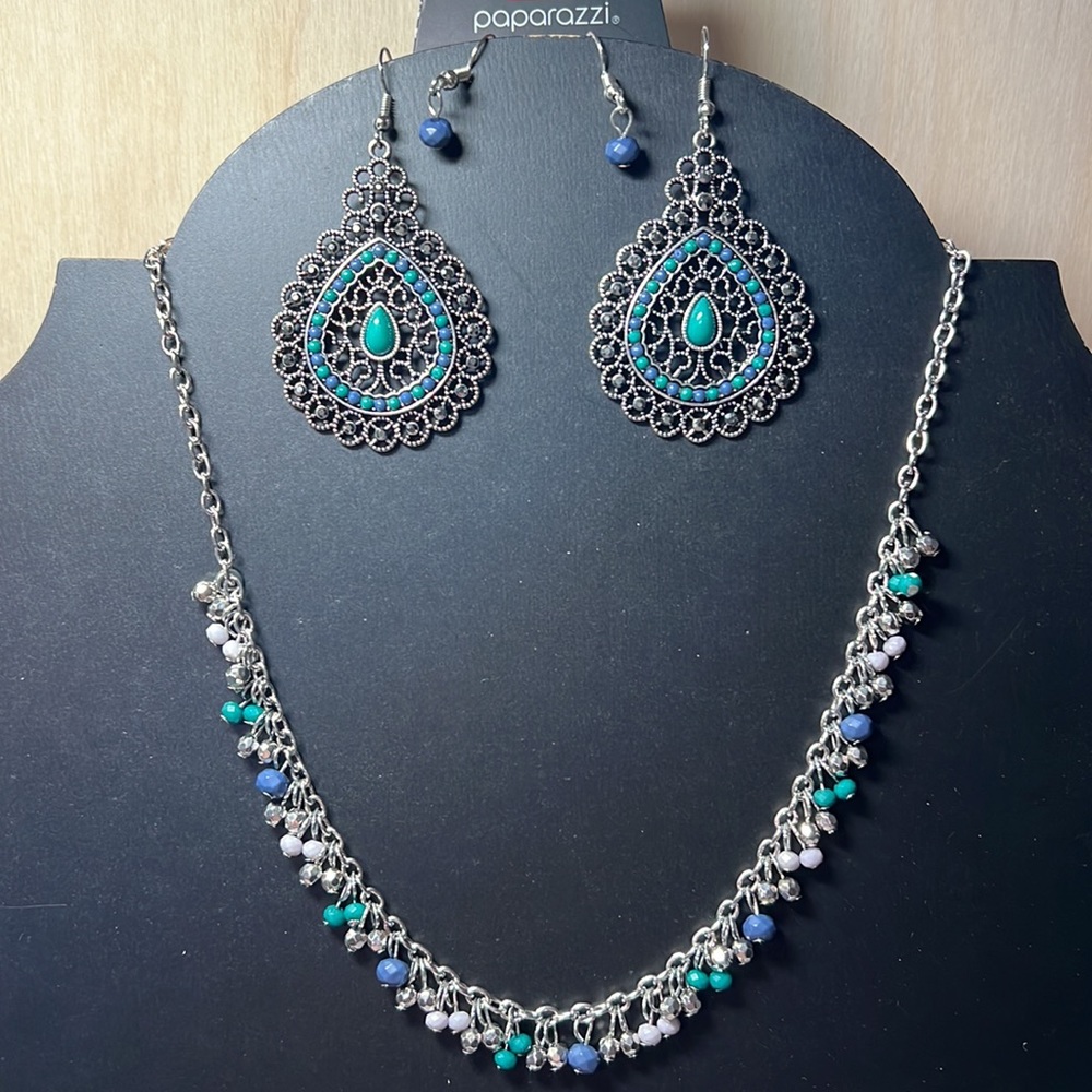 Paparazzi bundle- Silver, green, blue, hematite, and clear beads